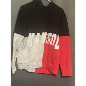 Kangol Mens Colorblock Hoodie XL Black Grey Red Applique Logo Sweatshirt